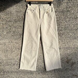 Reformation Fawcett Jeans Womens 24 White High Rise Straight Leg Raw Hem USA